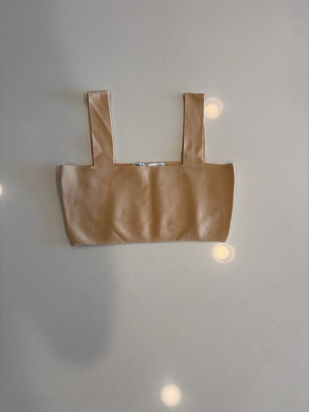 Zara Beige Square Neck Crop Top